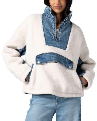 Denim Sherpa Mixed Media Pullover Jacket by BLANK NYC