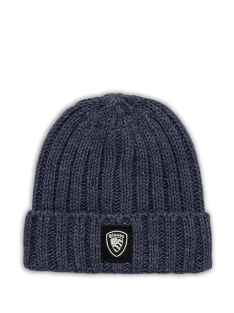 ribbed logo-patch beanie hat by BLAUER