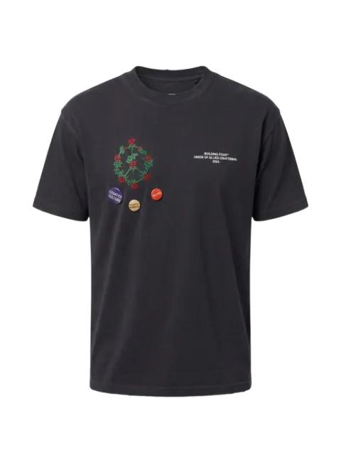 flower-embroidered T-shirt by BLDG4