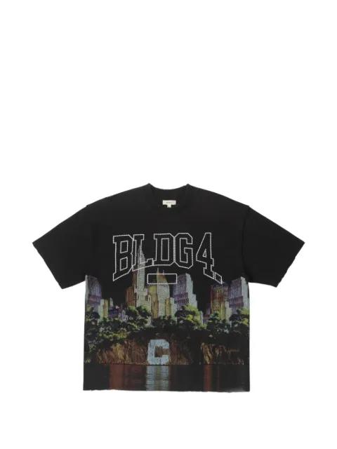 graphic-print distressed T-shirt by BLDG4