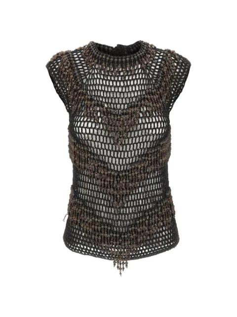 Amaranto bead-embellished crochet top by BLESS