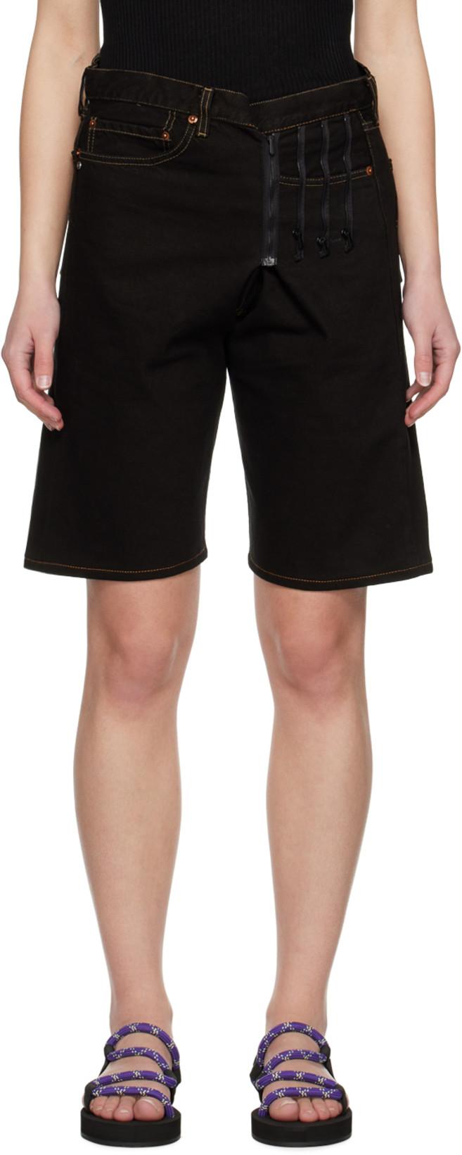 Black Upcycled Denim Shorts by BLESS