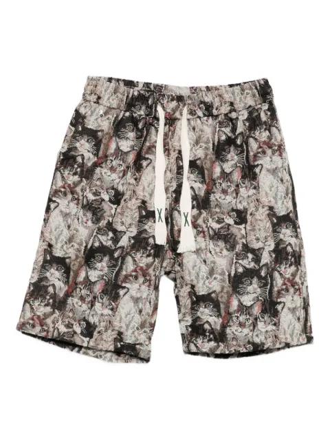 cat-print shorts by BLESS