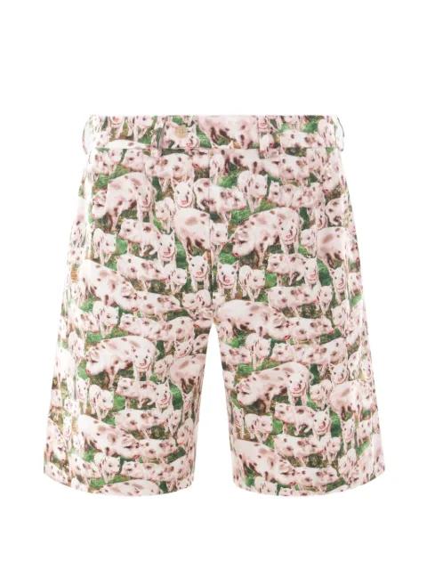 pigs print pleated shorts by BLESS