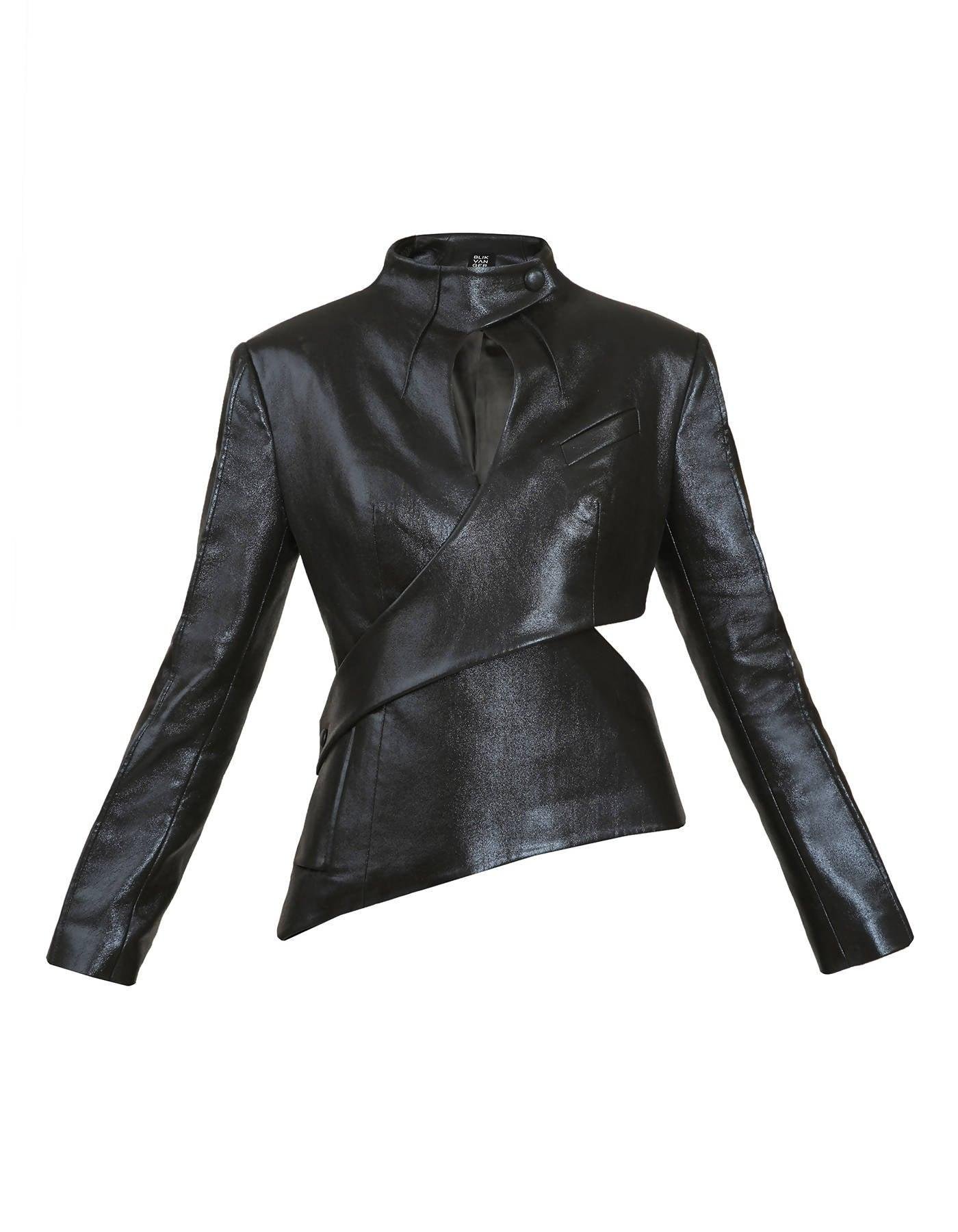 Shiny Black Cutout Suit Jacket by BLIKVANGER