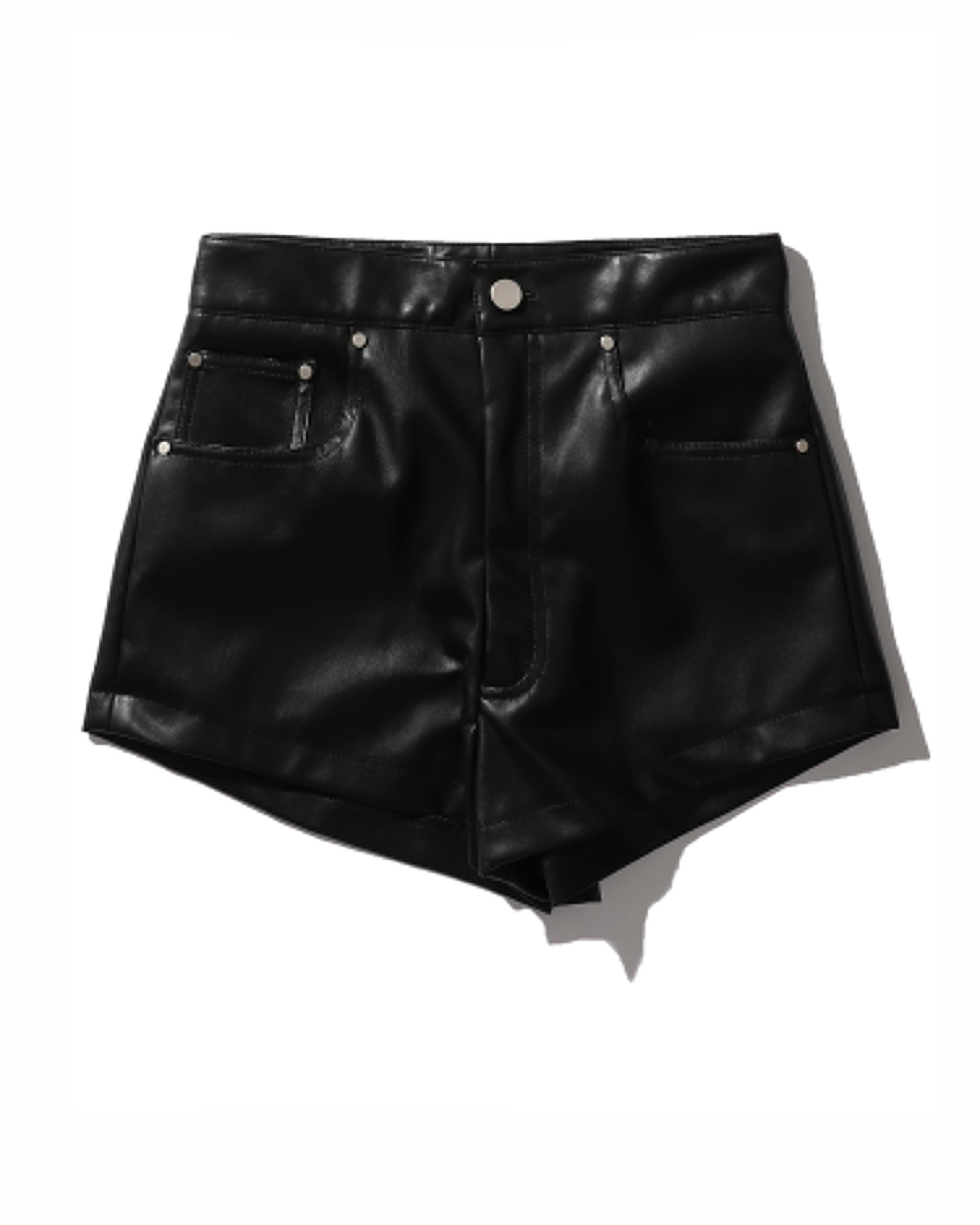 Skinny leather-effect shorts by BLINDNESS