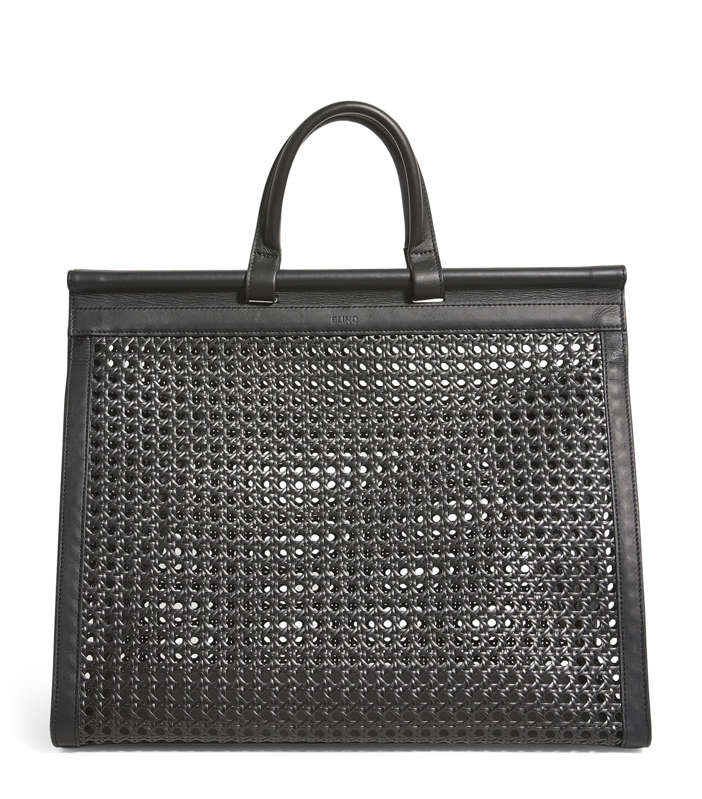 BLINQ Midi Calfskin-Rattan Porto Top-Handle Bag by BLINQ