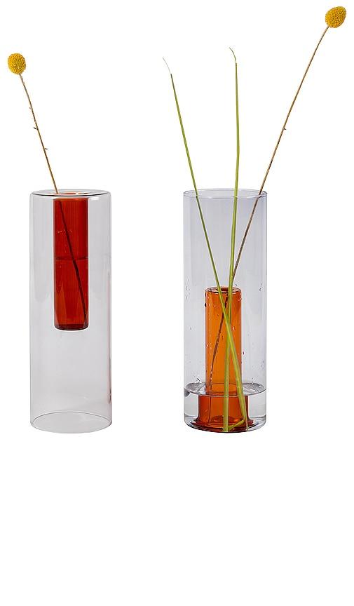 Block Design Large Reversible Glass Vase in Grey by BLOCK DESIGN