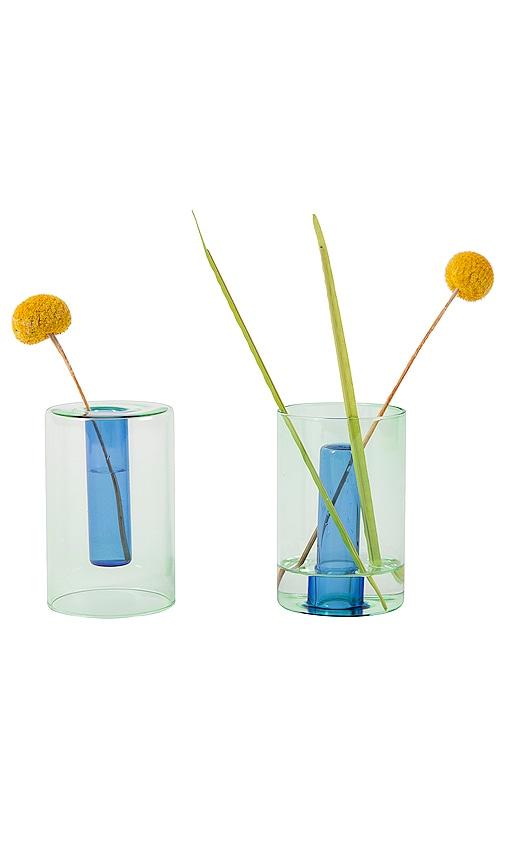 Block Design Small Reversible Glass Vase in Green by BLOCK DESIGN
