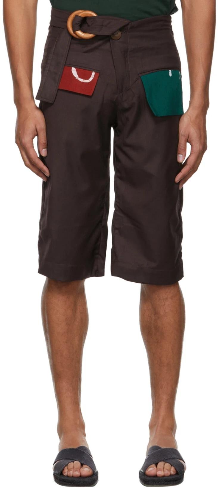 Brown Flap Pocket Culotte Shorts by BLOKE