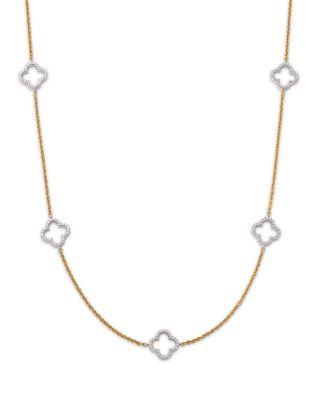 14K Gold Diamond Clover Necklace by BLOOMINGDALE'S FINE COLLECTION