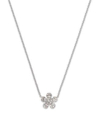 14K White Gold Diamond Flower Pendant Necklace by BLOOMINGDALE'S FINE COLLECTION