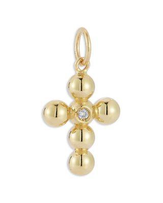 14K Yellow Gold Cross Charm Pendant with Diamonds by BLOOMINGDALE'S FINE COLLECTION