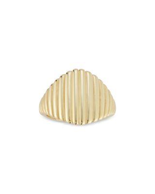 14K Yellow Gold Graduated Ribbed Signet Ring by BLOOMINGDALE'S FINE COLLECTION