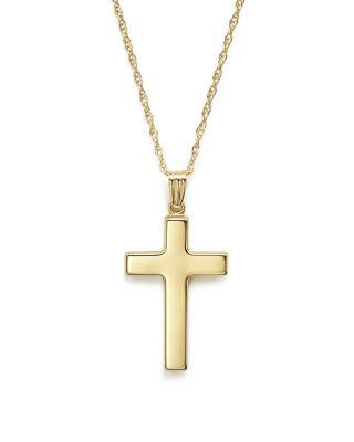 14K Yellow Gold Polished Cross Necklace by BLOOMINGDALE'S FINE COLLECTION