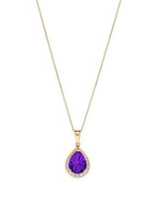 Amethyst & Diamond Pear Halo Pendant Necklace in 14K Yellow Gold by BLOOMINGDALE'S FINE COLLECTION
