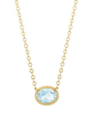 Aquamarine Faceted Oval Pendant Necklace in 14K Yellow Gold by BLOOMINGDALE'S FINE COLLECTION