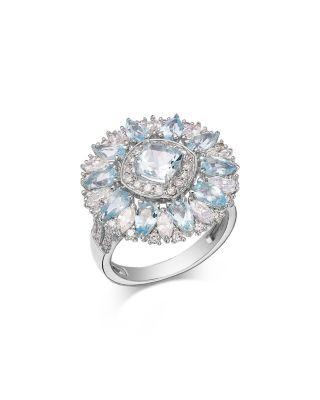 Aquamarine & Diamond Statement Ring in 14K White Gold by BLOOMINGDALE'S FINE COLLECTION