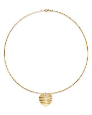 BLM Gold Ribbed Heart Omega Pendant Necklace in 14K Yellow Gold by BLOOMINGDALE'S FINE COLLECTION