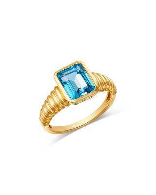 Bezel Swiss Blue Topaz Textured Ring in 14K Yellow Gold by BLOOMINGDALE'S FINE COLLECTION