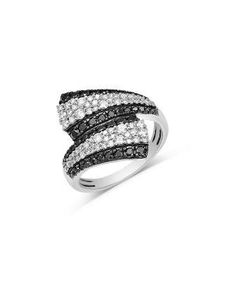 Black & White Diamond Bypass Ring in 14K White Gold by BLOOMINGDALE'S FINE COLLECTION