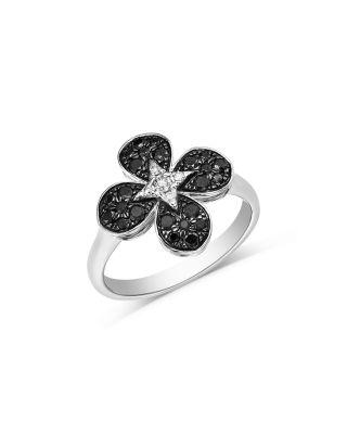 Black & White Diamond Clover Ring in 14K White Gold by BLOOMINGDALE'S FINE COLLECTION