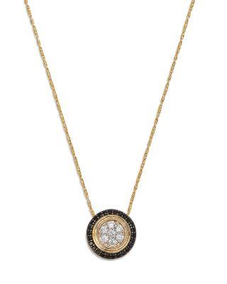 Black & White Diamond Halo Cluster Pendant Necklace in 14K Yellow Gold by BLOOMINGDALE'S FINE COLLECTION