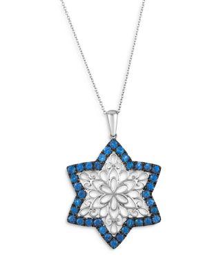 Blue Sapphire Star Filigree Pendant Necklace in 14K White Gold by BLOOMINGDALE'S FINE COLLECTION