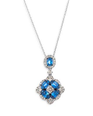 Blue Sapphire & Champagne Diamond Pendant Necklace in 14K White Gold by BLOOMINGDALE'S FINE COLLECTION