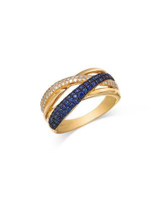 Blue Sapphire & Diamond Crossover Ring in 14K Yellow Gold by BLOOMINGDALE'S FINE COLLECTION