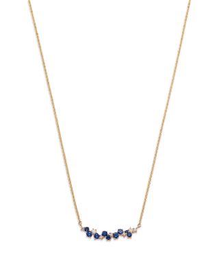 Blue Sapphire & Diamond Curved Bar Necklace in 14K Yellow Gold by BLOOMINGDALE'S FINE COLLECTION