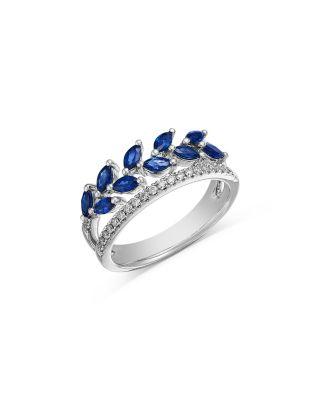 Blue Sapphire & Diamond Double Row Ring in 14K White Gold by BLOOMINGDALE'S FINE COLLECTION