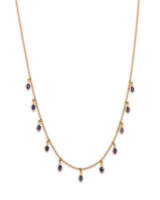 Blue Sapphire & Diamond Droplet Station Necklace in 14K Yellow Gold by BLOOMINGDALE'S FINE COLLECTION