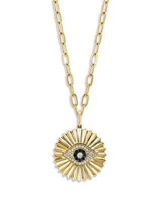 Blue Sapphire & Diamond Evil Eye Pendant Necklace in 14K Yellow Gold by BLOOMINGDALE'S FINE COLLECTION