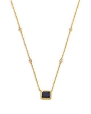 Blue Sapphire & Diamond Octagon Bezel Pendant Necklace in 14K Yellow Gold by BLOOMINGDALE'S FINE COLLECTION