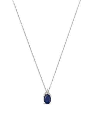 Blue Sapphire & Diamond Pendant Necklace in 14K White Gold by BLOOMINGDALE'S FINE COLLECTION