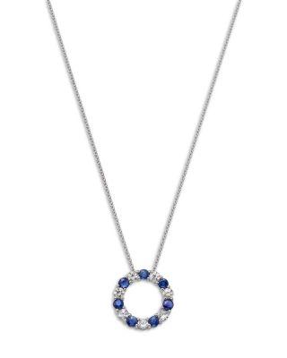 Blue Sapphire & White Sapphire Circle Pendant Necklace in 14K White Gold by BLOOMINGDALE'S FINE COLLECTION