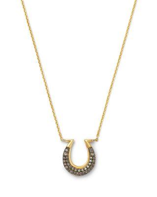 Brown Diamond Horseshoe Pendant Necklace in 14K Yellow Gold by BLOOMINGDALE'S FINE COLLECTION