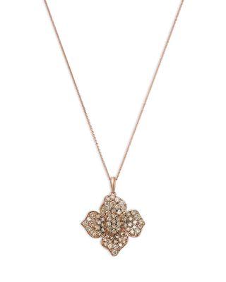 Brown Ombr&eacute; Diamond Flower Pendant Necklace in 14K Rose Gold by BLOOMINGDALE'S FINE COLLECTION