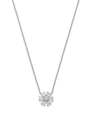 Certified Diamond Flower Pendant Necklace in 14K White Gold featuring diamonds with the DeBeers Code of Origin by BLOOMINGDALE'S FINE COLLECTION