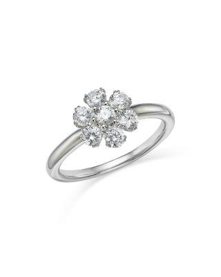 Certified Diamond Flower Ring in 14K White Gold featuring diamonds with the DeBeers Code of Origin by BLOOMINGDALE'S FINE COLLECTION