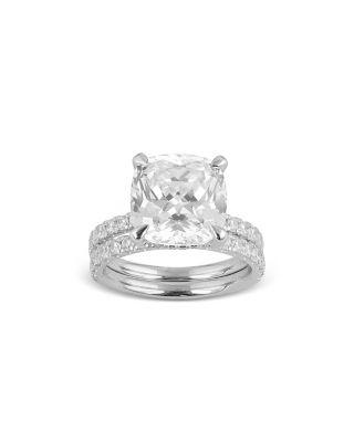 Certified Lab Grown Cushion Cut Diamond Bridal Set with Engagement Ring and Wedding Band in 18K White Gold by BLOOMINGDALE'S FINE COLLECTION