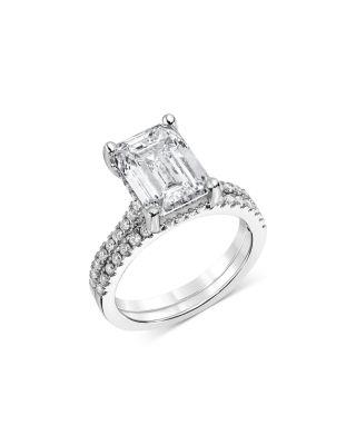Certified Lab Grown Diamond Emerald Cut & Round Bridal Set in 18K White Gold by BLOOMINGDALE'S FINE COLLECTION