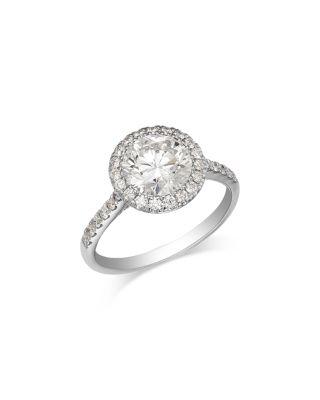 Certified Lab Grown Diamond Halo Engagement Ring in 18K White Gold by BLOOMINGDALE'S FINE COLLECTION