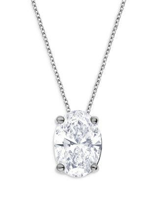 Certified Lab Grown Diamond Oval Pendant Necklace in 18K White Gold by BLOOMINGDALE'S FINE COLLECTION