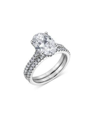 Certified Lab Grown Diamond Oval & Round Bridal Set in 18K White Gold by BLOOMINGDALE'S FINE COLLECTION