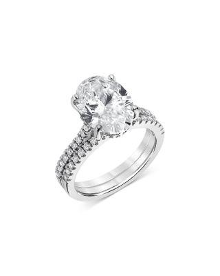 Certified Lab Grown Diamond Oval & Round Cut Bridal Set in 18K White Gold by BLOOMINGDALE'S FINE COLLECTION