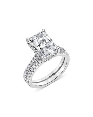 Certified Lab Grown Diamond Radiant Cut & Round Bridal Set in 18K White Gold by BLOOMINGDALE'S FINE COLLECTION