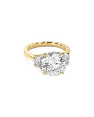 Certified Lab Grown Diamond Round & Half Moon Three Stone Engagement Ring in 18K Yellow Gold by BLOOMINGDALE'S FINE COLLECTION