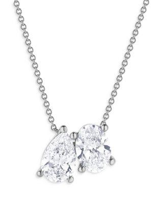 Certified Lab Grown Pear & Oval Diamond Toi Et Moi Pendant Necklace in 18K White Gold by BLOOMINGDALE'S FINE COLLECTION